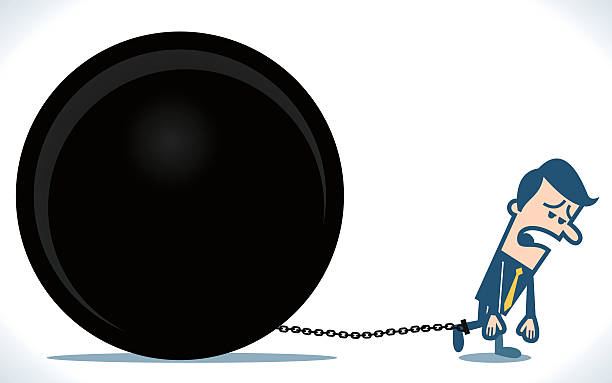 Man chained to a hue heavy ball.